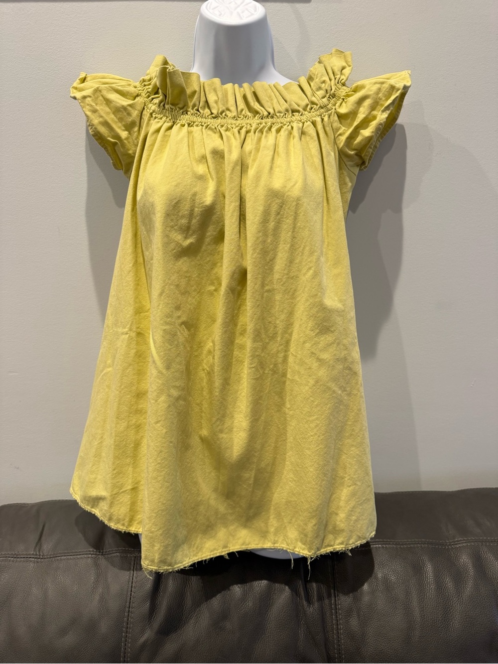 Free People Yellow Off-Shoulder Ruffle Mini Dress - Picture 2 of 5